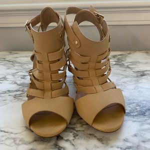 Tan mini heels